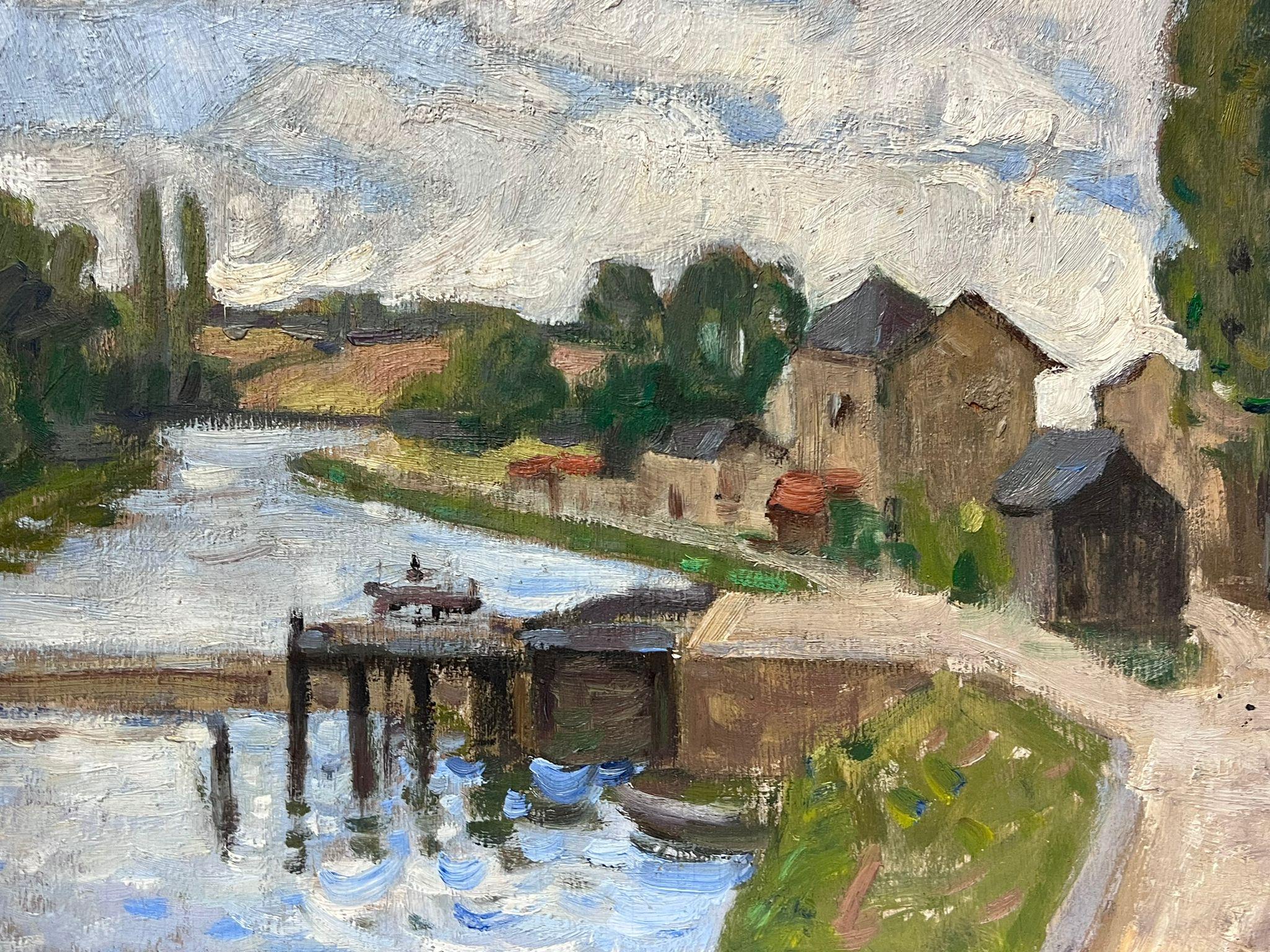 Original French Pont Aven School Oil Painting Tranquil River Oise Landscape  For Sale 2