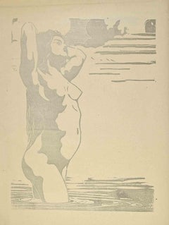 Bagnante - xilografia di Constant Dratz - 1970