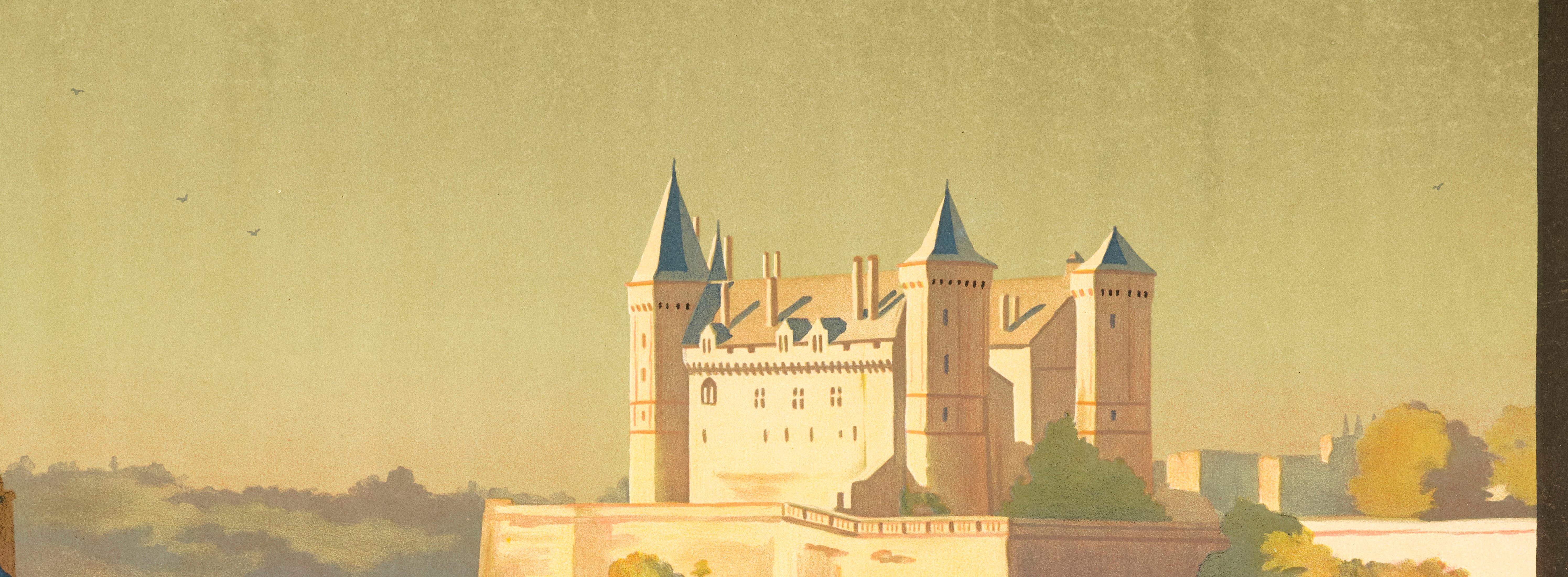Début du 20ème siècle Affiche originale de voyage Constant Duval, Saumur, Chateau Loire, voiture, Paris, 1924 en vente