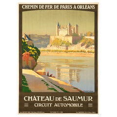 Constant Duval, Cartel de viaje original, Saumur, Chateau Loire, Coche, París, 1924