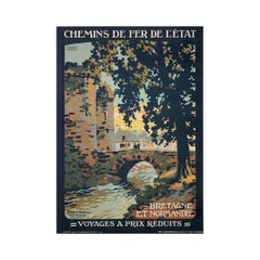 Circa 1920 original railway poster by Constant Duval - Brittany and Normandy