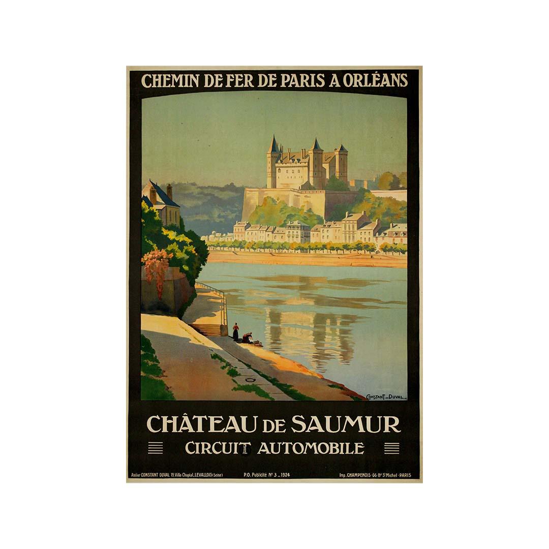 Das Reiseplakat von Constant Duval aus dem Jahr 1924 für das Château de Saumur - Eisenbahn im Angebot 1
