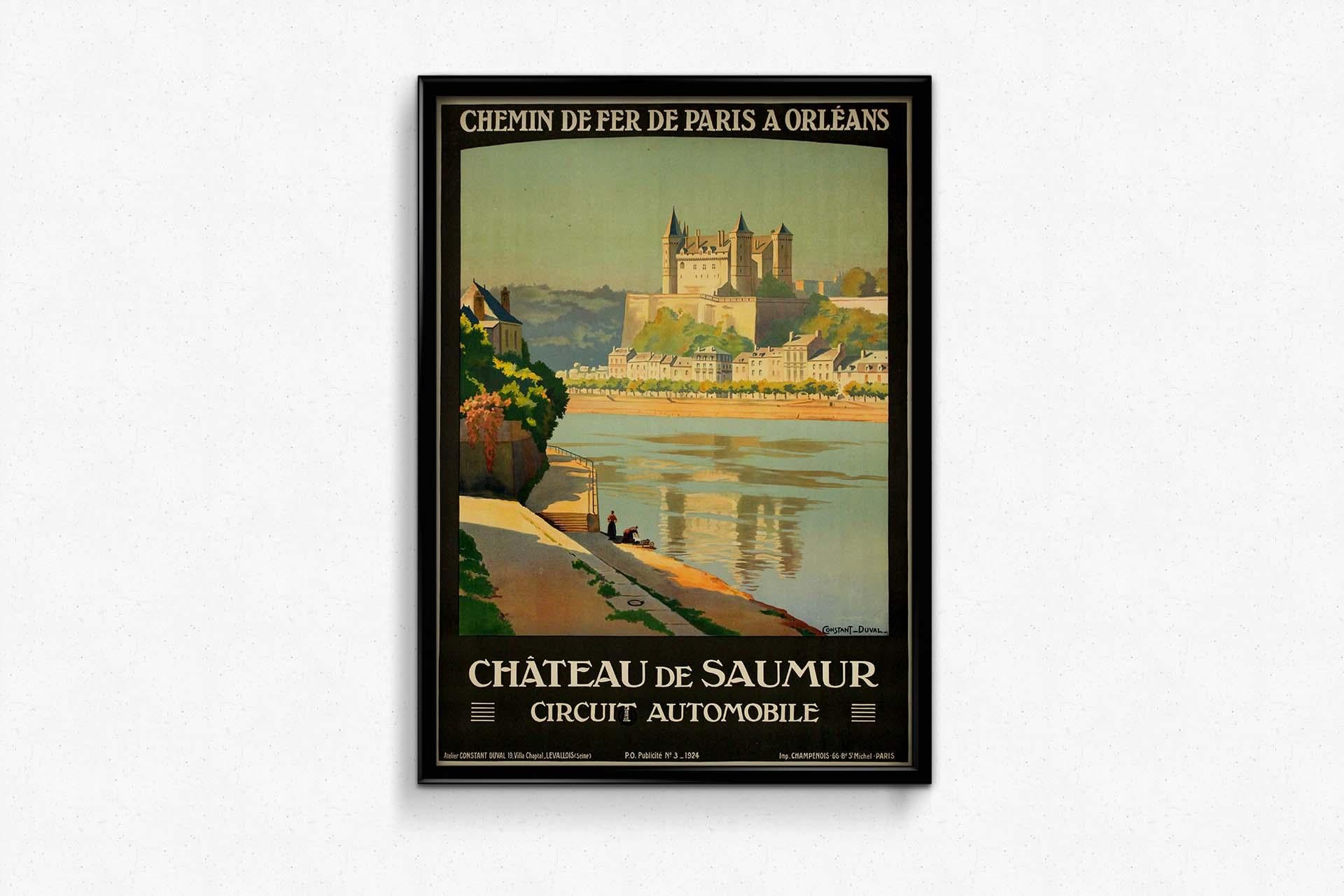 Das Reiseplakat von Constant Duval aus dem Jahr 1924 für das Château de Saumur - Eisenbahn im Angebot 3