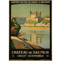 Antique Constant Duval's 1924 travel poster for the Château de Saumur - Railway