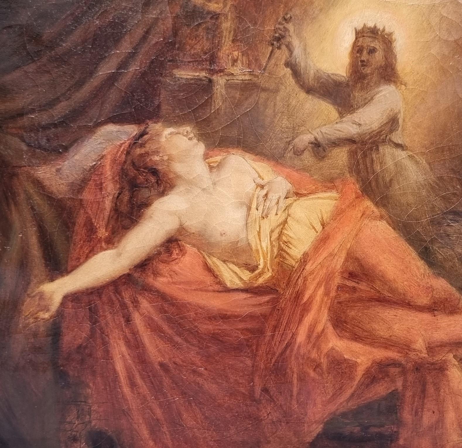 Pittura francese 19° Constant SMITH Athalie dream Teatro francese 17° RACINE - Painting Scuola fiamminga di Constant Félix SMITH