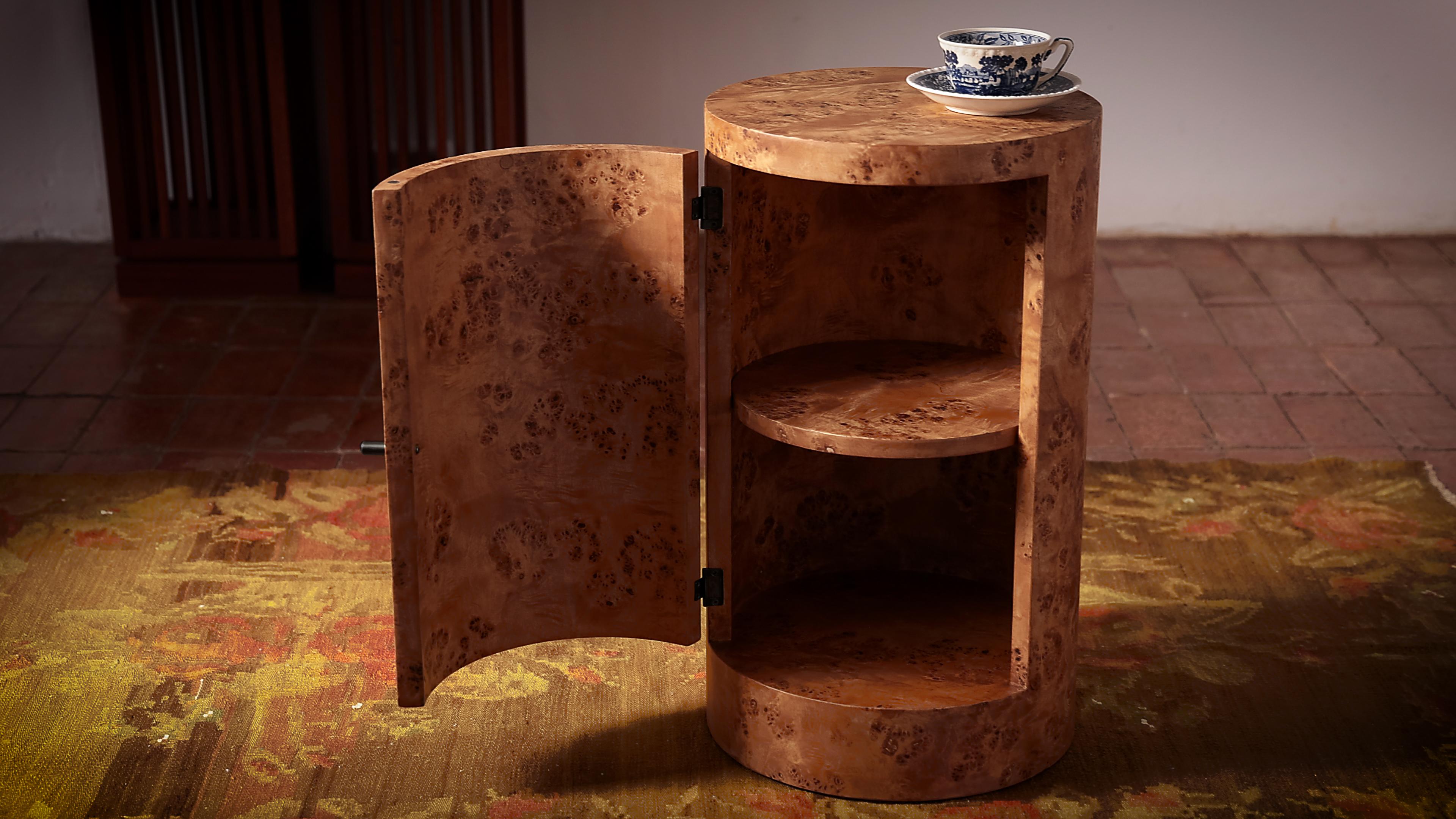 Constant Night Stand Left Unit in Poplar Burl wood by Lemon For Sale 3
