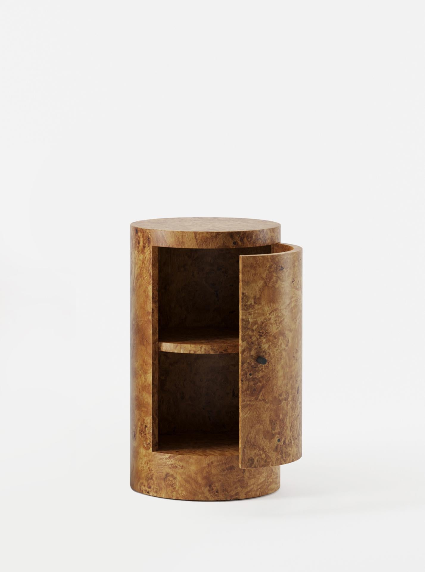 South African Constant Night Stand Right Unit  in Poplar Burl wood  by Lemon For Sale
