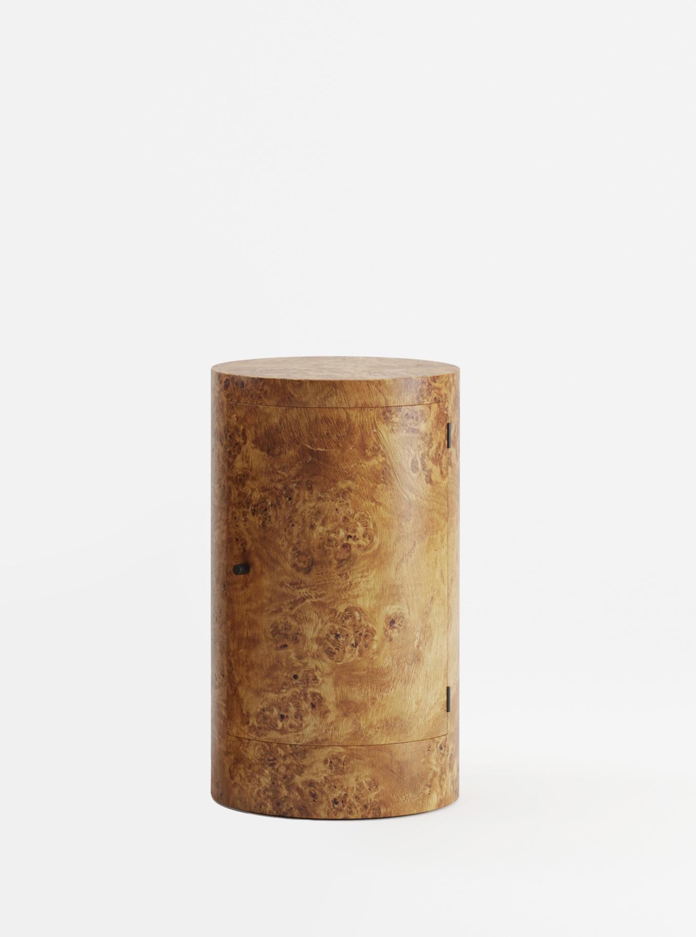 Minimalist Constant Night Stand Right Unit  in Poplar Burl wood  by Lemon For Sale