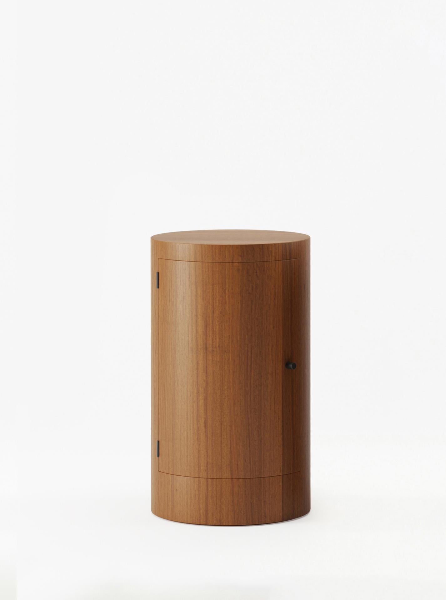 Minimalist Constant Night Stand Single Left unit in Iroko Wood by Lemon For Sale