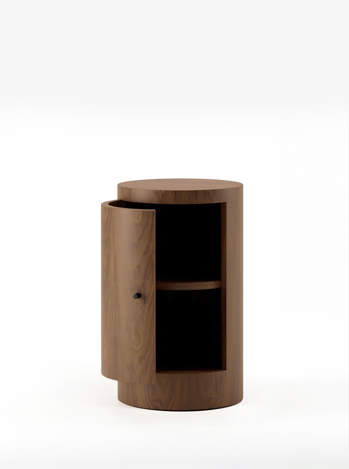 Minimalist Constant Night Stand Single Left Unit in Walnut by Lemon For Sale
