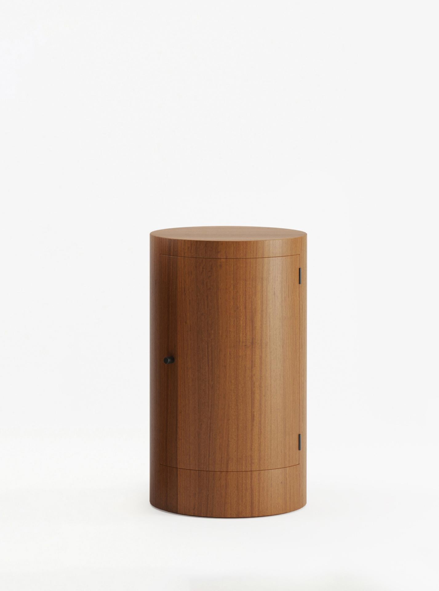 Minimalist Constant Night Stand Single Right unit in Iroko Wood by Lemon For Sale