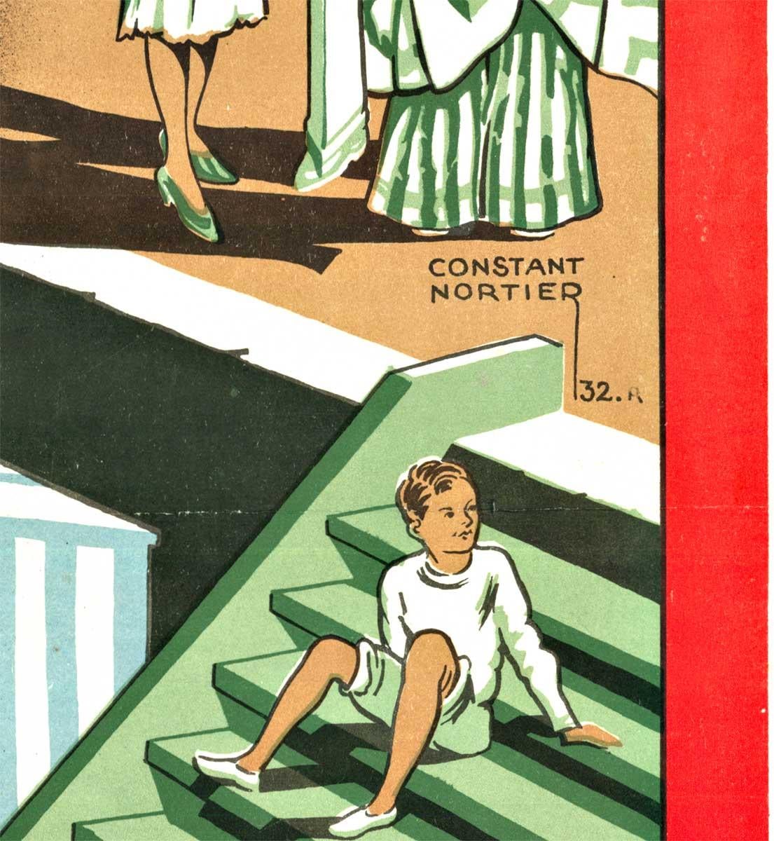 Affiche originale de la station balnéaire « La Panna » vintage Art Déco  1932 - Art déco Print par Constant Nortier