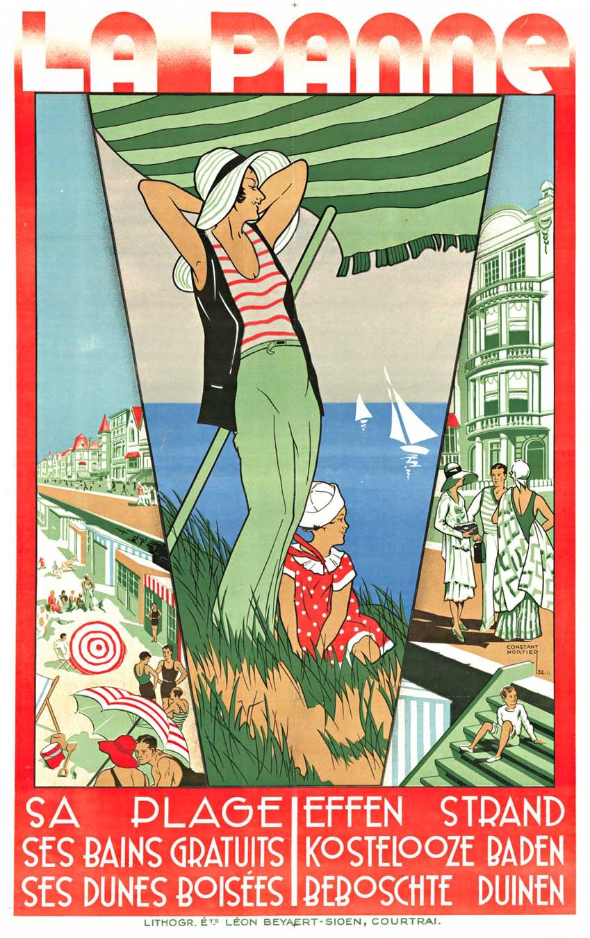 Affiche originale de la station balnéaire « La Panna » vintage Art Déco  1932