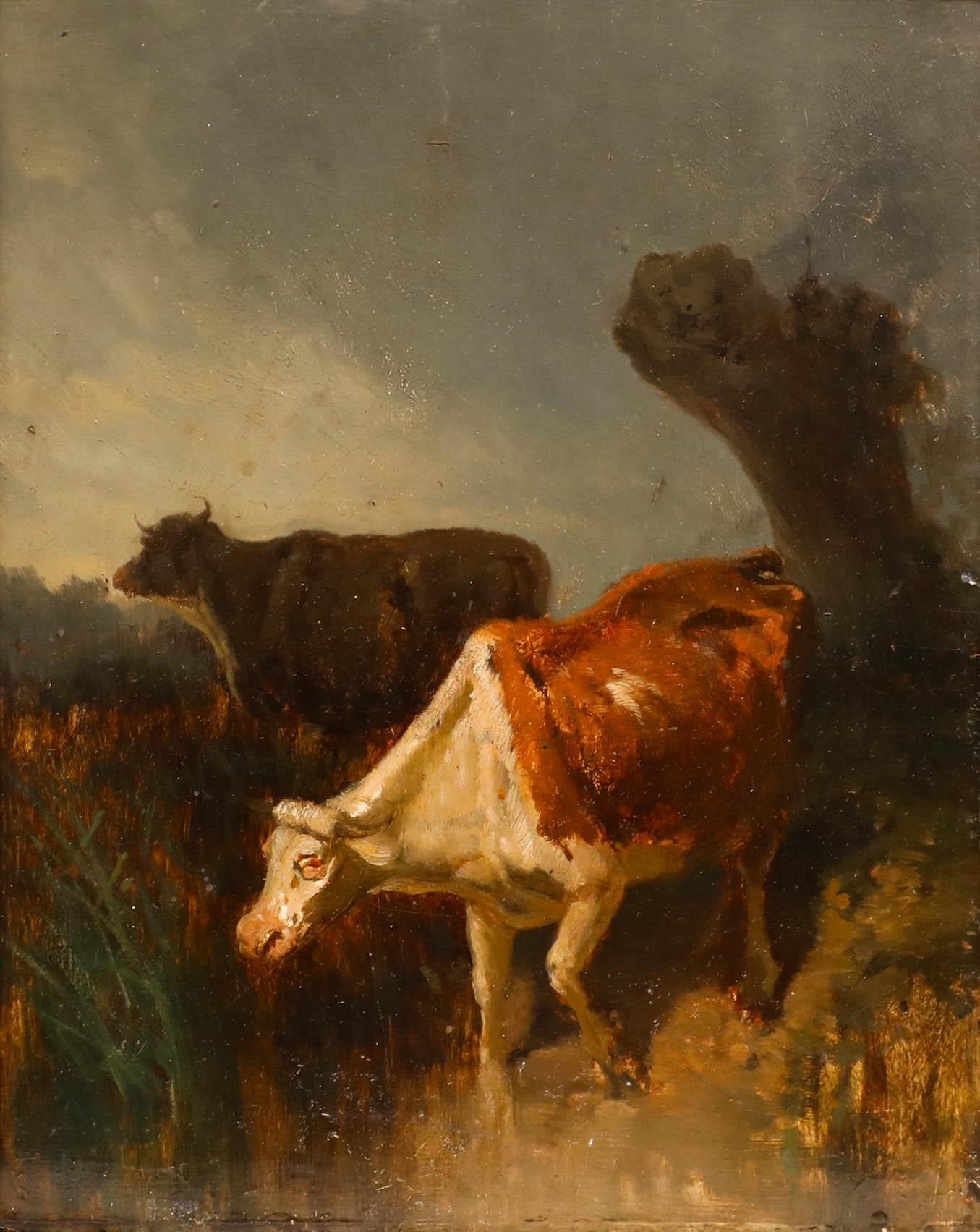 Constant Troyon (1810-1865) - Olio della metà del XIX secolo, Troupeau de Vache in vendita 1