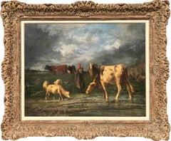Constant Troyon Pastora después de la tormenta Pintura al óleo grande
