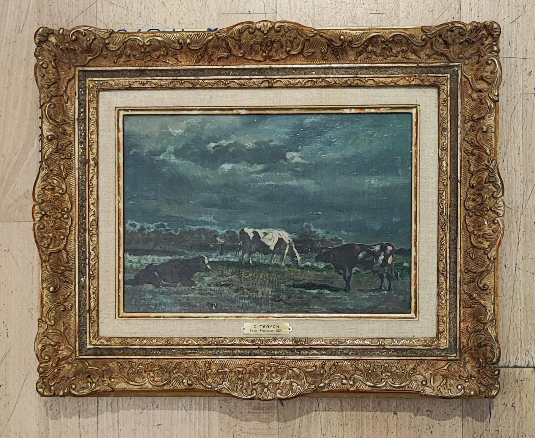 Cows on pasture - Painting by Constant Troyon