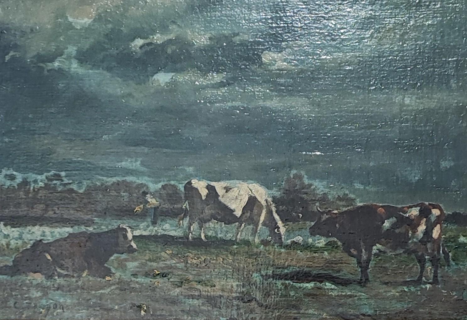 Cows on pasture - French School Painting by Constant Troyon