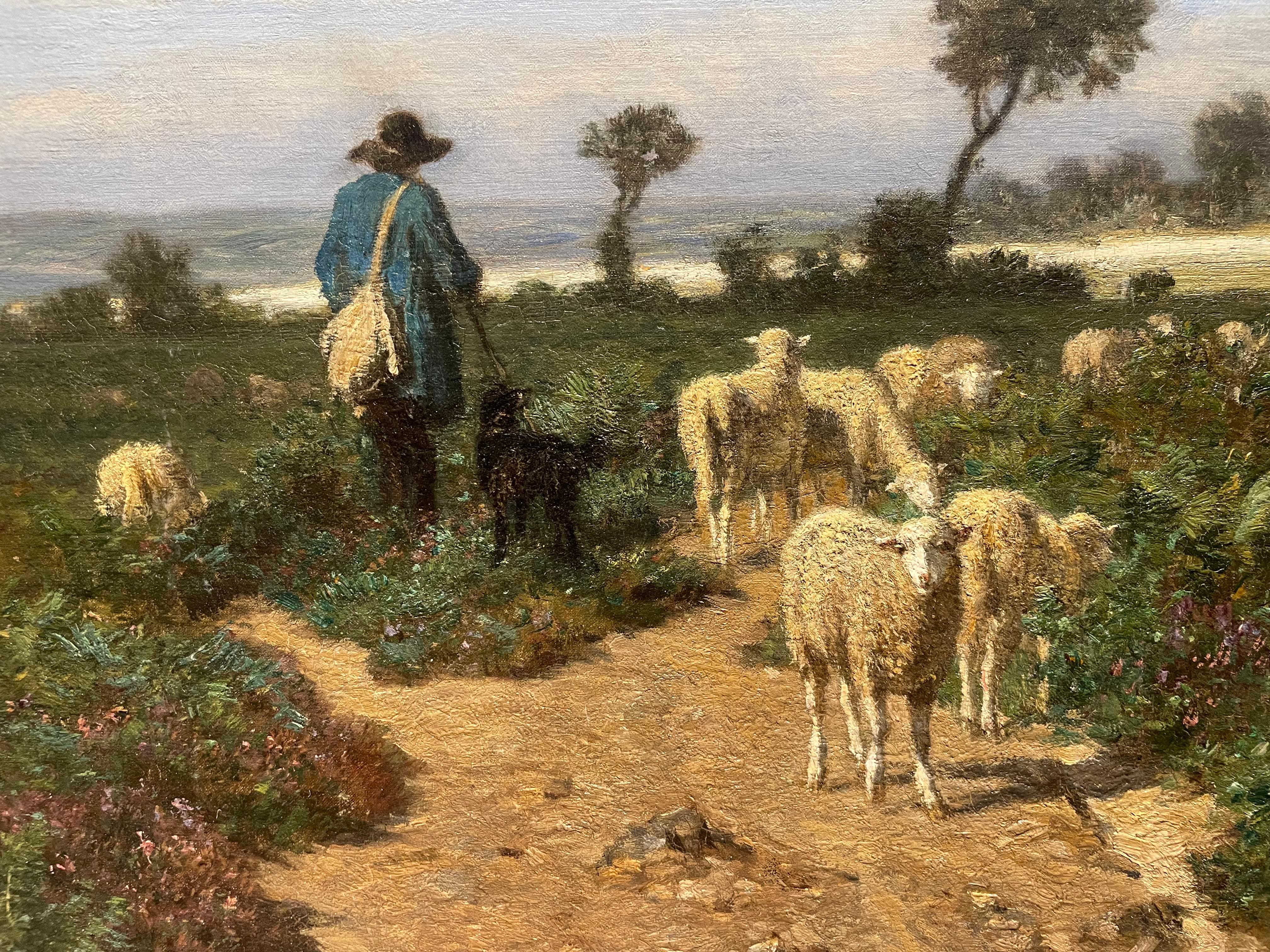 Le Berger et la Mer (El pastor y el mar), Paisaje francés del siglo XIX en venta 4