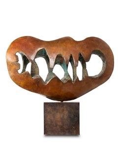 Constantin Andréou : "Amour des vagues", einzigartige Skulptur aus patiniertem Messing, 1983