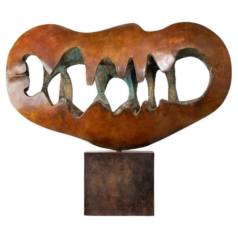 Constantin Andréou : "Amour des vagues", unique patinated brass sculpture, 1983 For Sale