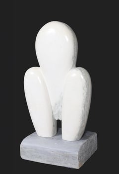 Torso de niña, escultura moderna de mármol de Antonovici