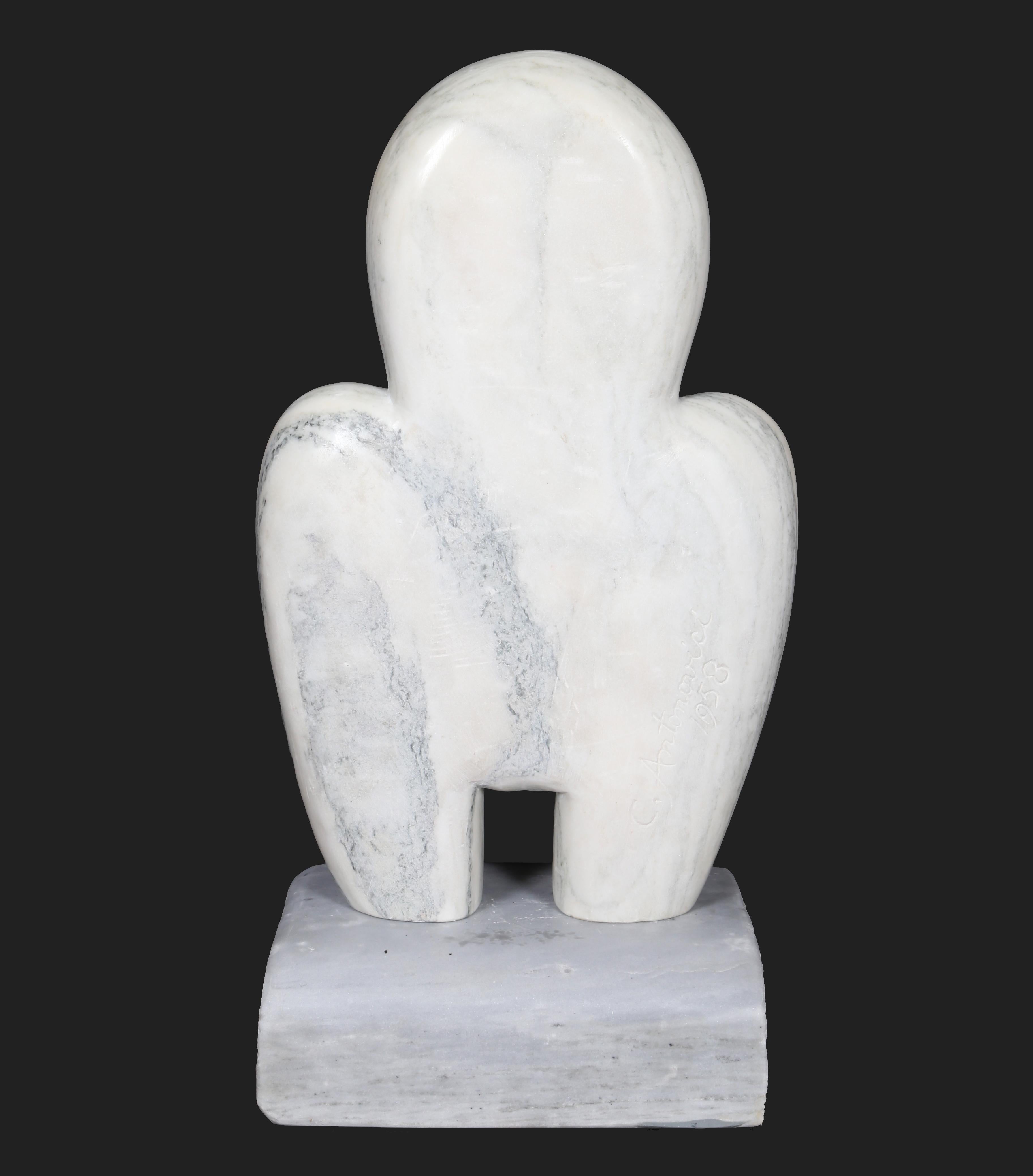 Constantin Antonovici Figurative Sculpture – Mädchen-Torso, moderne Marmorskulptur von Antonovici