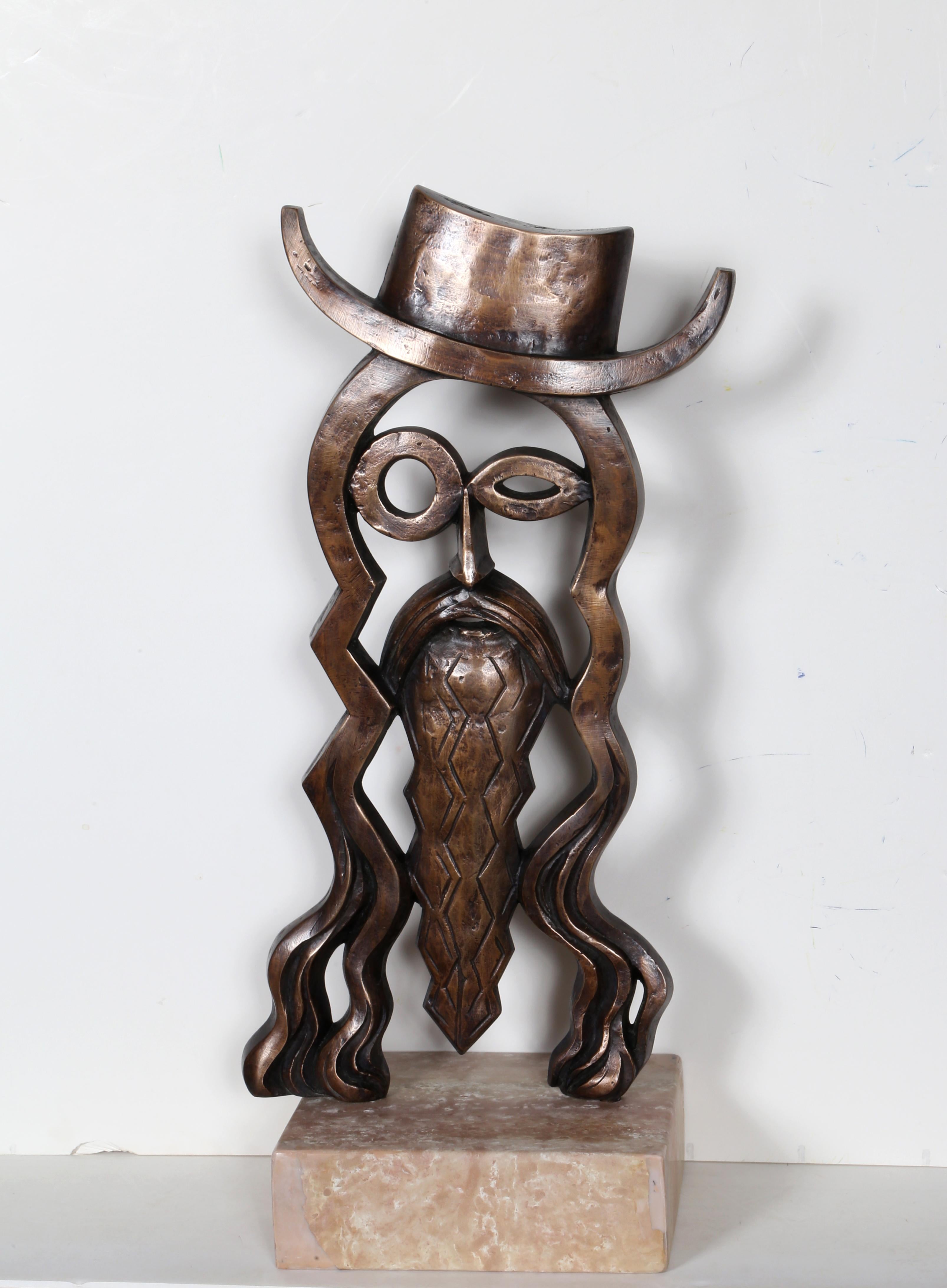 Constantin Antonovici Figurative Sculpture - Hippie, Modern Bronze by Antonovici 1970