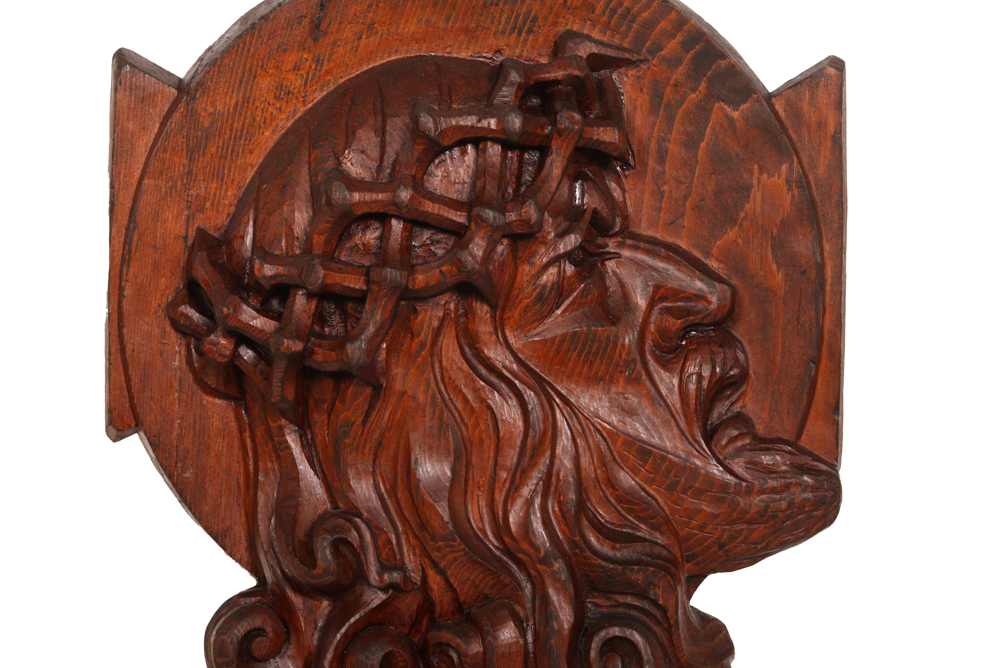 Jesus Christ, Hand Carved Wooden Sculpture by Constantin Antonovici For Sale 1