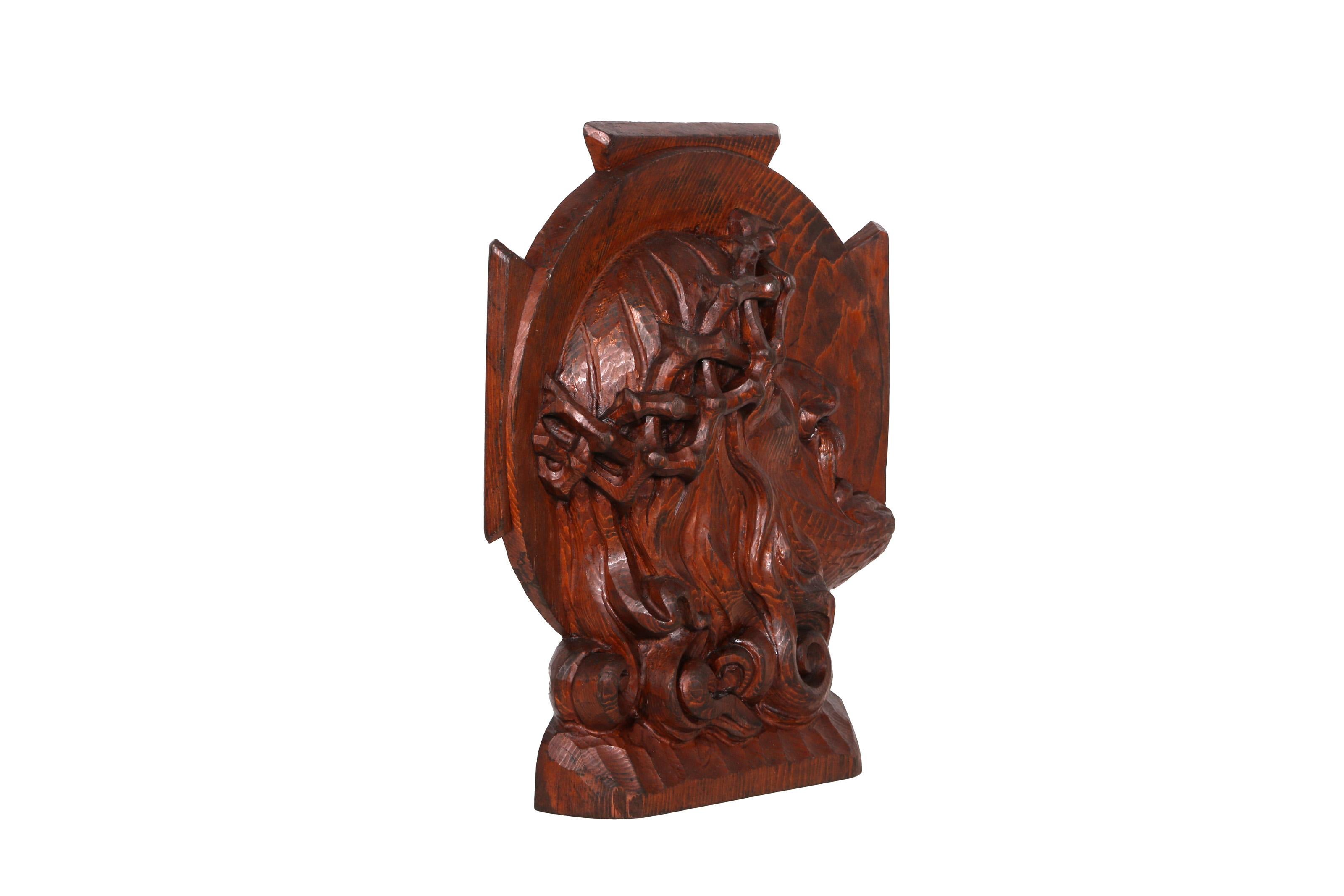 Jesus Christ, Hand Carved Wooden Sculpture by Constantin Antonovici For Sale 4