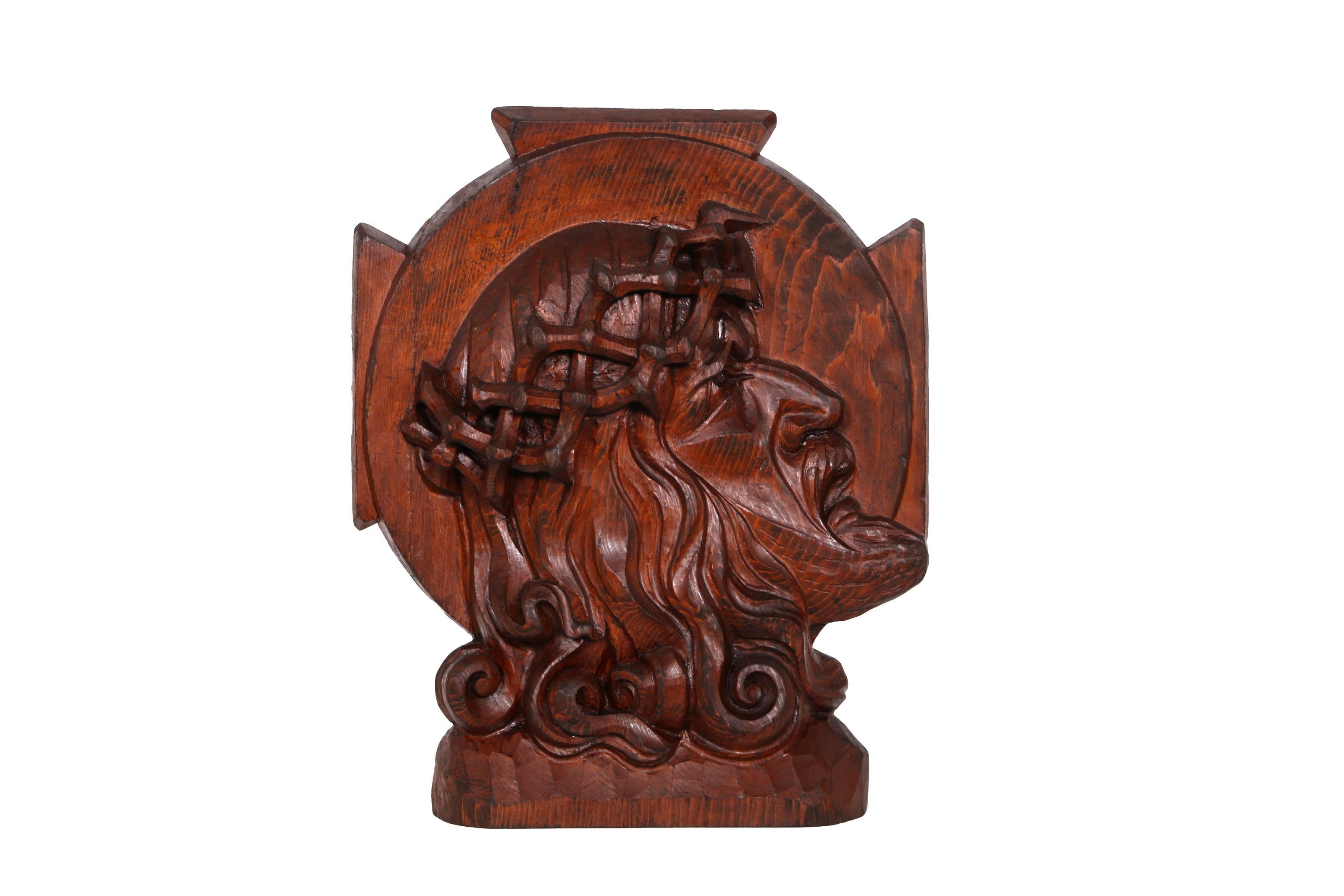 Jesus Christ
Constantin Antonovici, Romanian (1911–2002)
Date: circa 1950
Hand-Carved Wooden Sculpture
Size: 20 x 16 x 2 in. (50.8 x 40.64 x 5.08 cm)
Reference: Uricariu/Bulat pg. 45