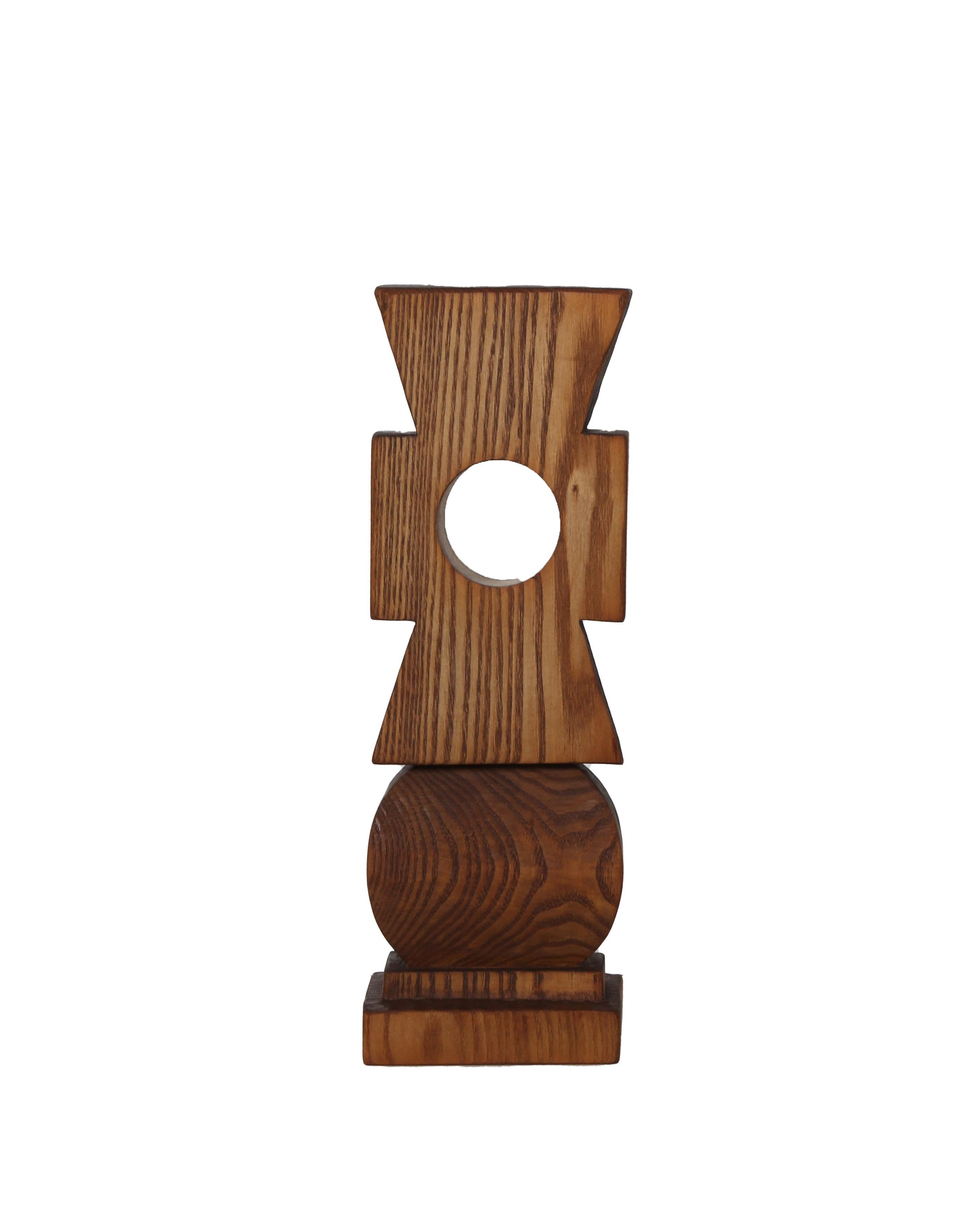 Constantin Antonovici Abstract Sculpture - Modern Cross,  Hand-Carved Wooden Sculpture by Antonovici c1950