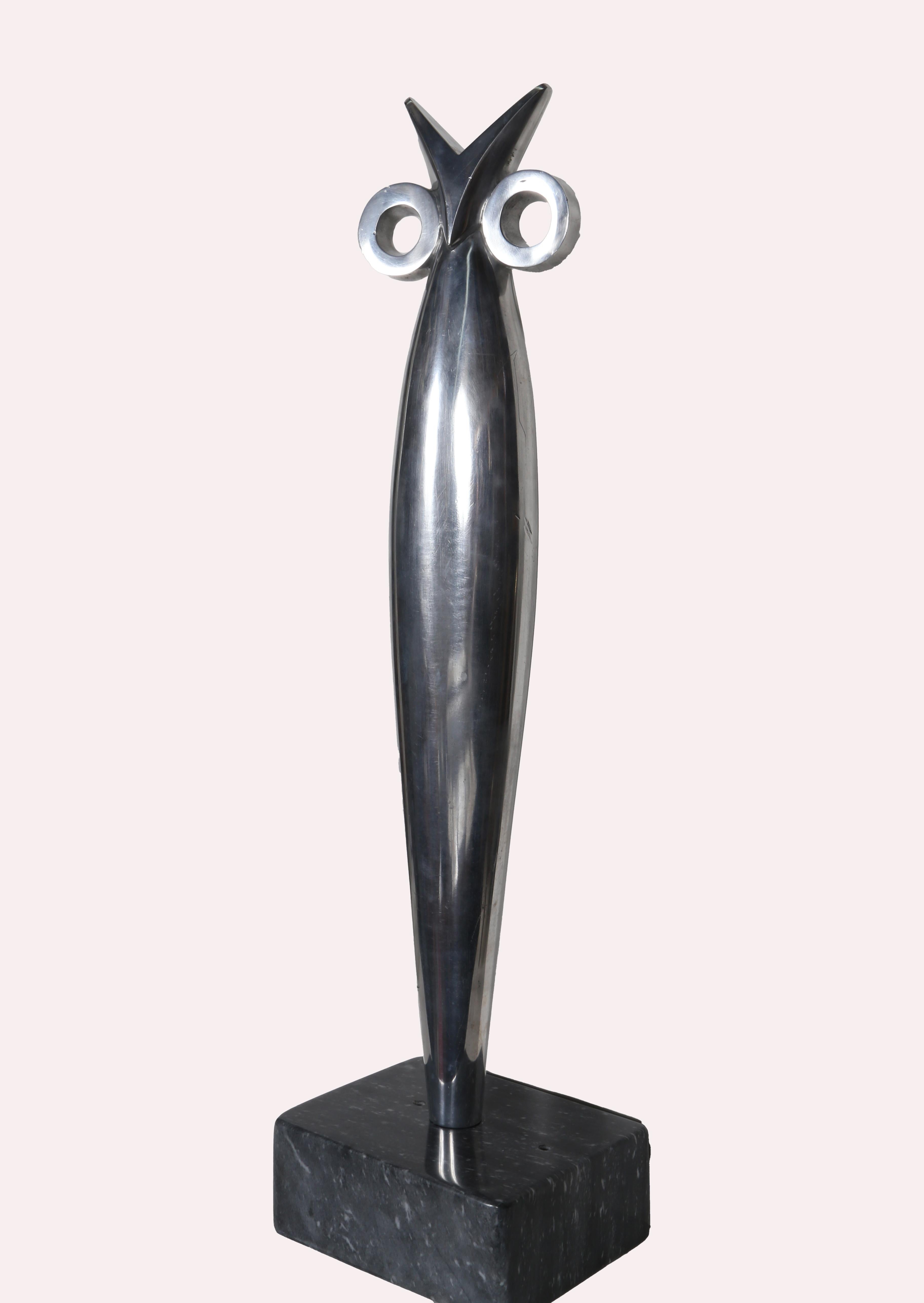 Figurative Sculpture Constantin Antonovici - Hibou moderne en aluminium d'Antonovici, 1958