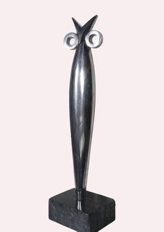 Moderne Eule, Skulptur aus Aluminium von Antonovici, 1958