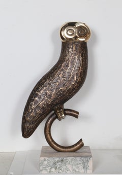 Búho en percha, Bronce moderno de Antonovici 1949