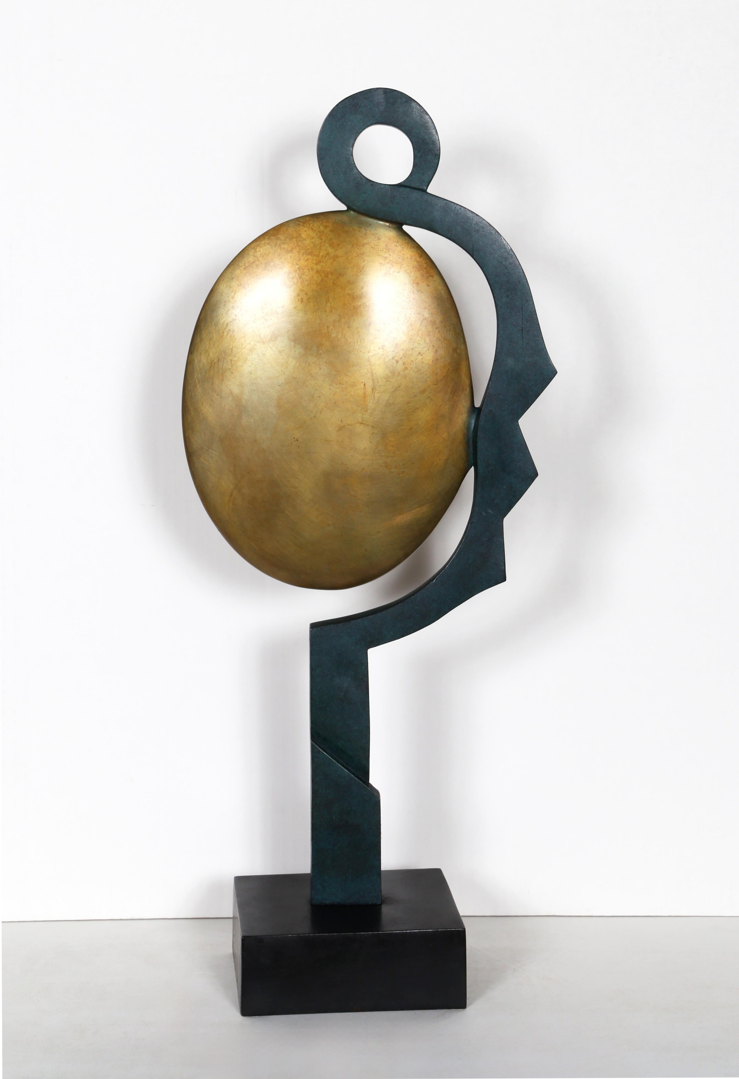 Referenced in Uricariu & Bulat “Antonovici” on page 133, this bronze sculpture by Constantin Antonovici plays on a common shape composition of the artist’s practice. At their core, the Pony Tail Girl sculptures are merely an oval disk suspended