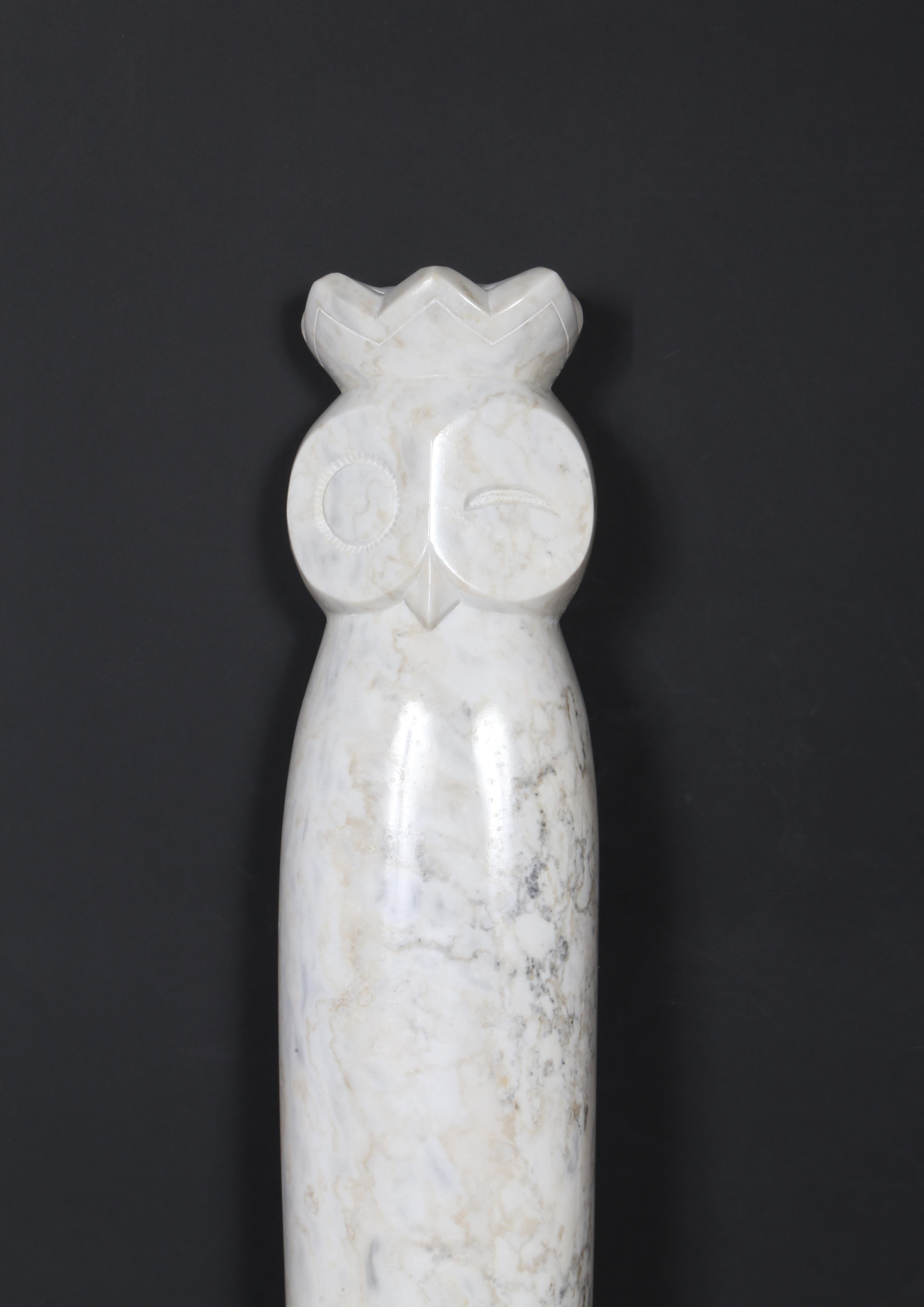 An original carved marble sculpture by Constantin Antonovici from his Owl Series. Referenced in 