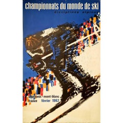 1962 Original poster for the World Ski Championships in Chamonix Alpes