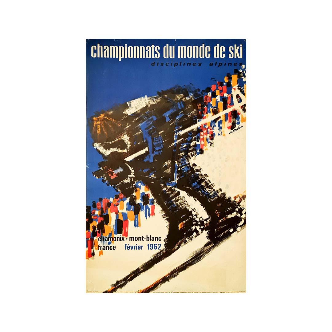 Originalplakat für die Weltskimeisterschaften in Chamonix, Alpes, 1962 – Print von Constantin Belinsky