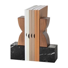 Constantin Bookends 1 in Black Marquina Marble and Canaletto Walnut Art Inspired
