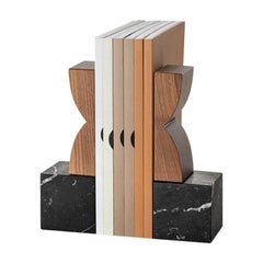 Constantin Bookends in Black Marquina Marble and Canaletto Walnut Art Inspired
