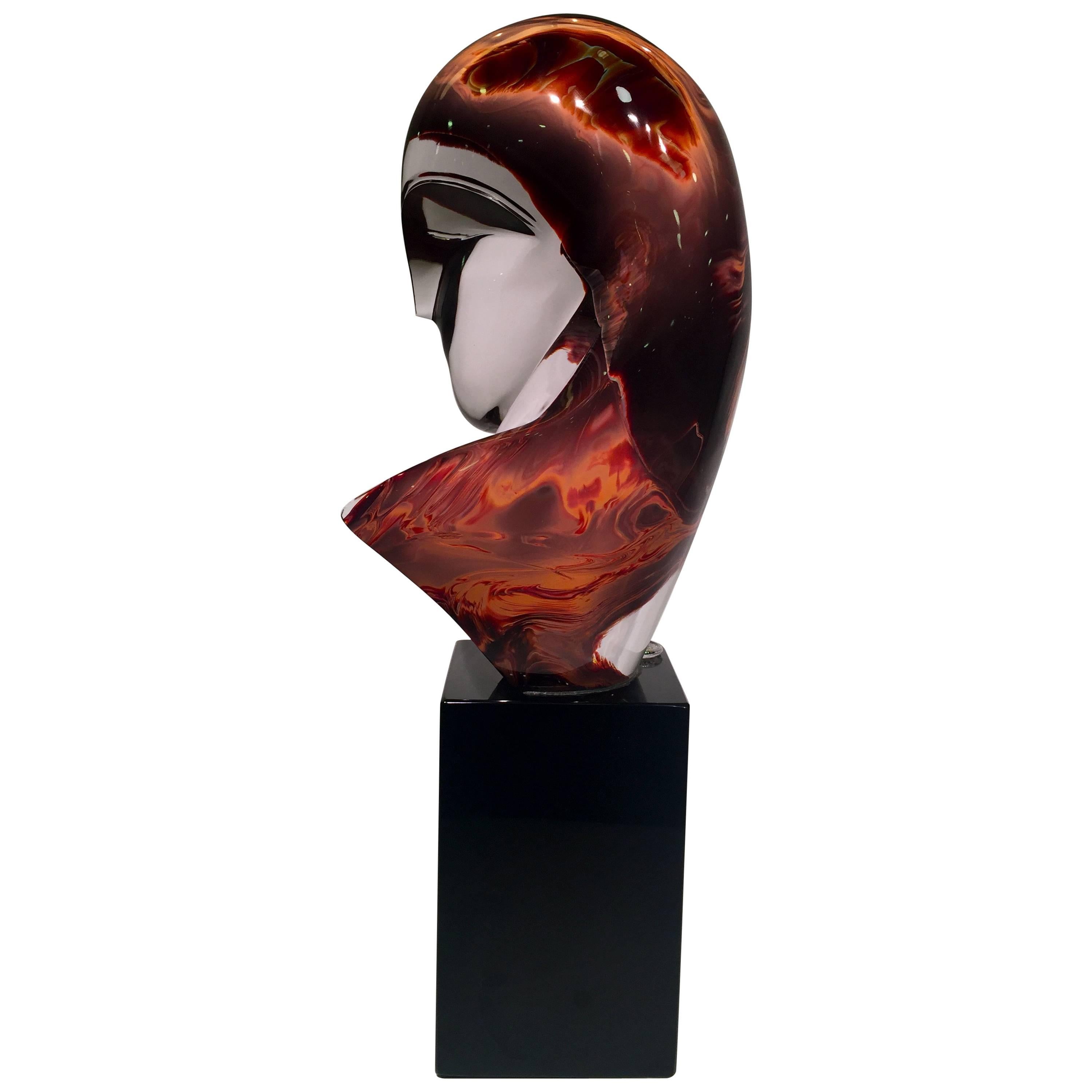 CONSTANTIN BRANCUSI, Artistic Murano Blown Glass Bust by Dino Rosin, circa 1970s For Sale