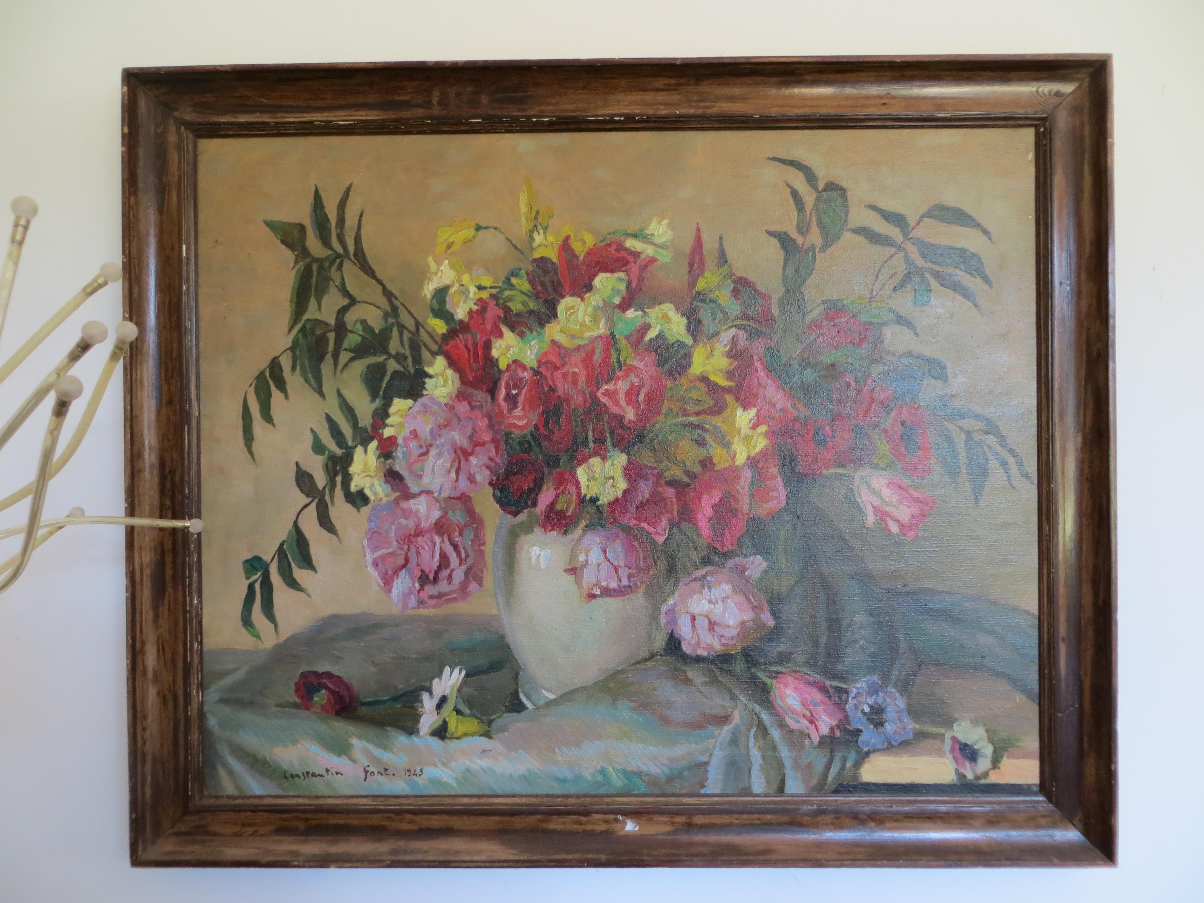 Natura morta con fiori - Painting di Constantin FONT