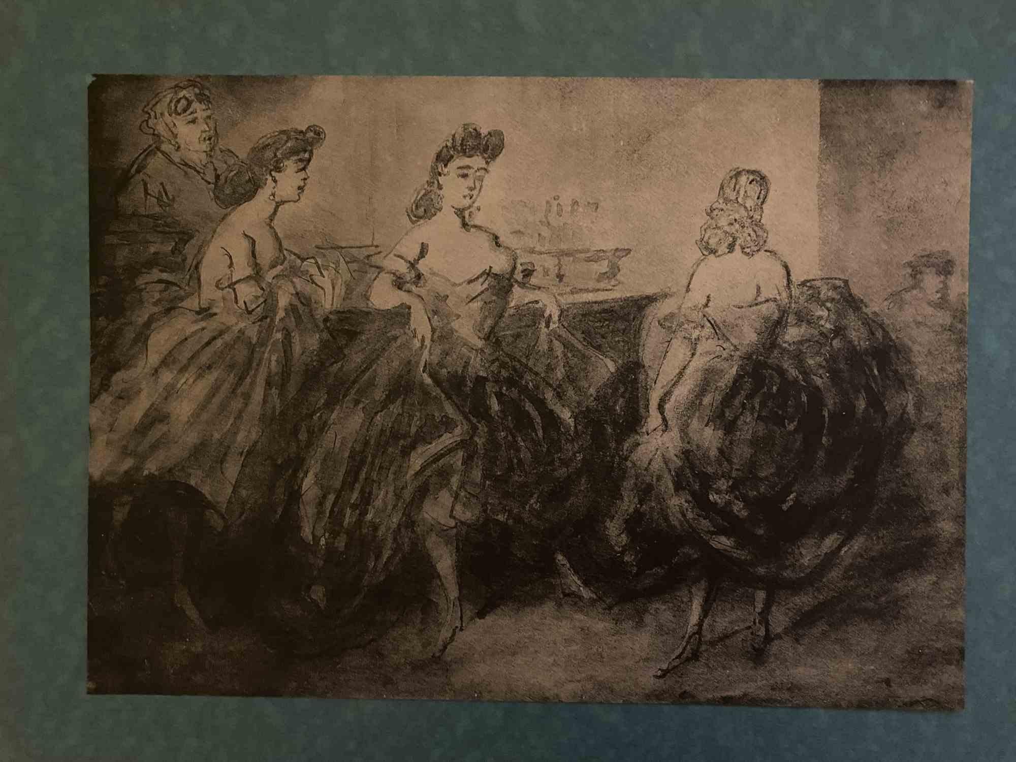 Figurative Print Ernest Adolphe Hyacinthe Constantin - Ballerines - Photolithographie d'après C. Guys - Début du 20e siècle