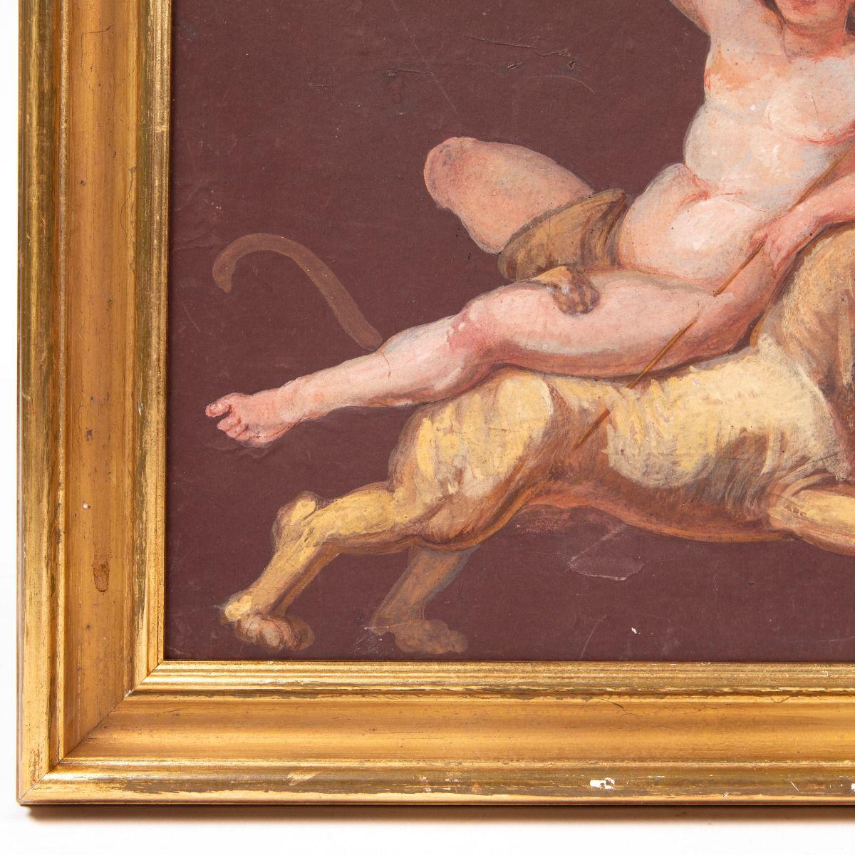 Constantin Hansen – Bacchus on a Lion Danish Golden Age Gouache In Good Condition For Sale In Kastrup, DK