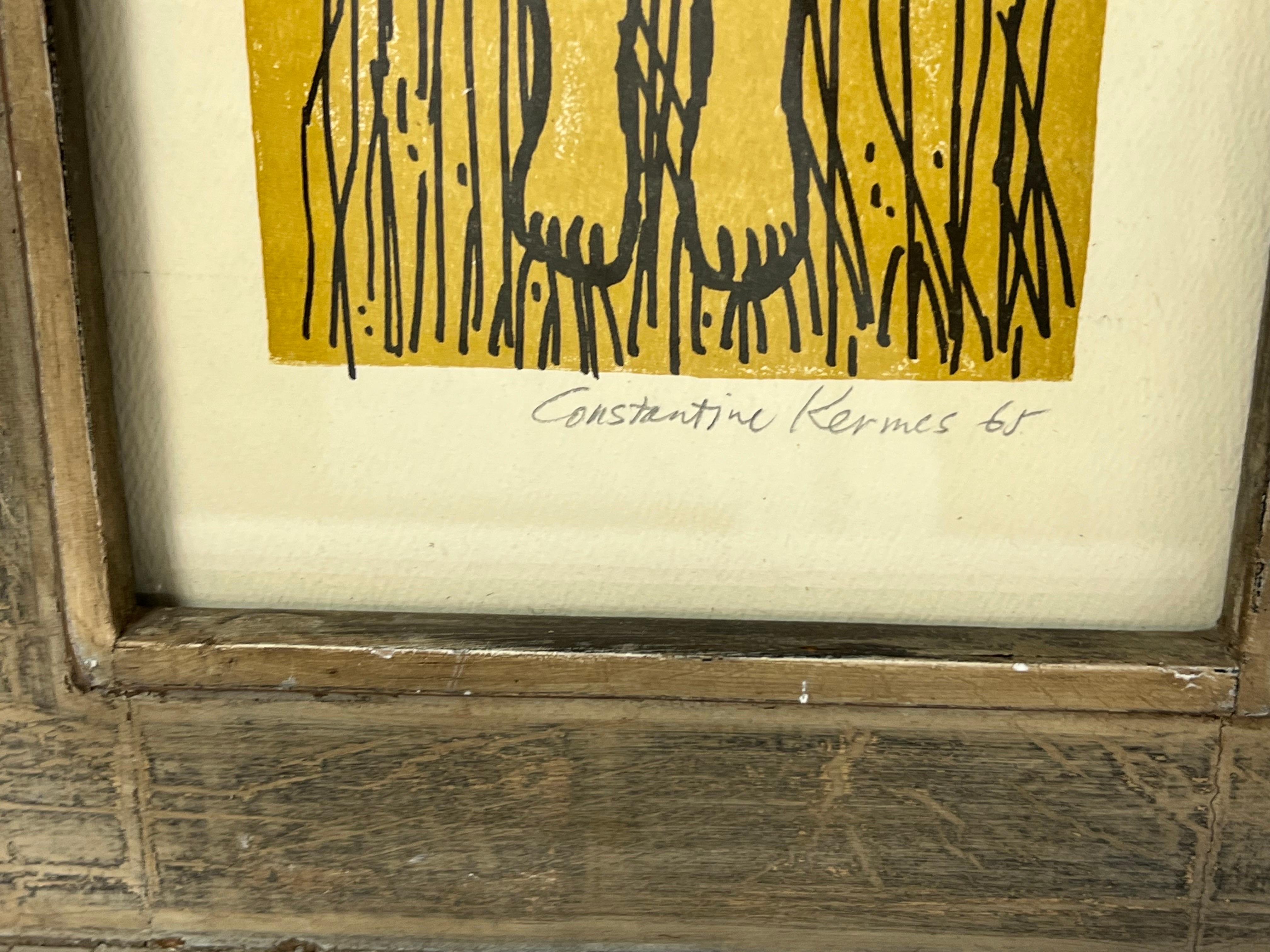 Constantin Kermes Signierter Holzschnitt eines Mädchens aus der Mitte des Jahrhunderts im Angebot 5