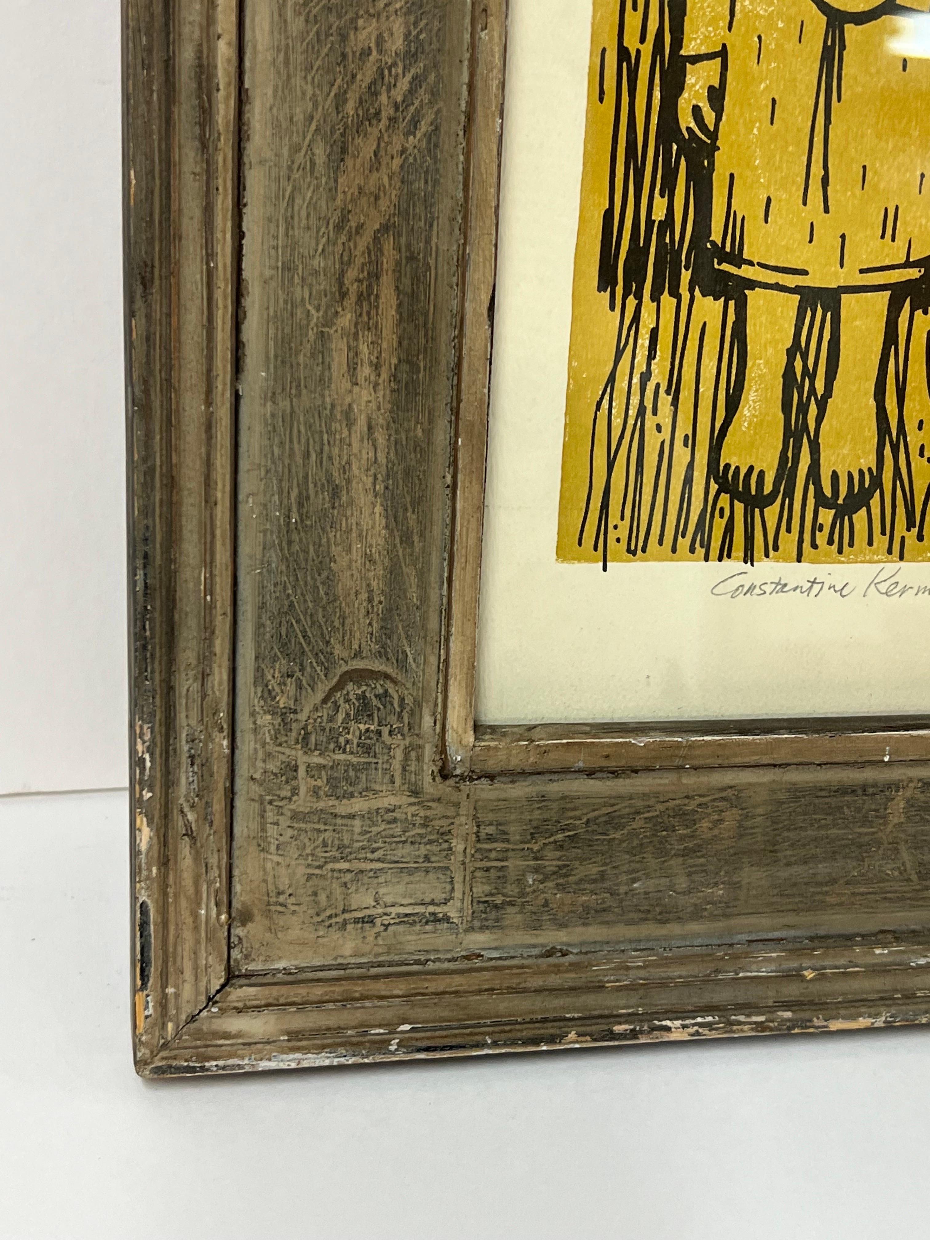 Constantin Kermes Signierter Holzschnitt eines Mädchens aus der Mitte des Jahrhunderts im Angebot 6
