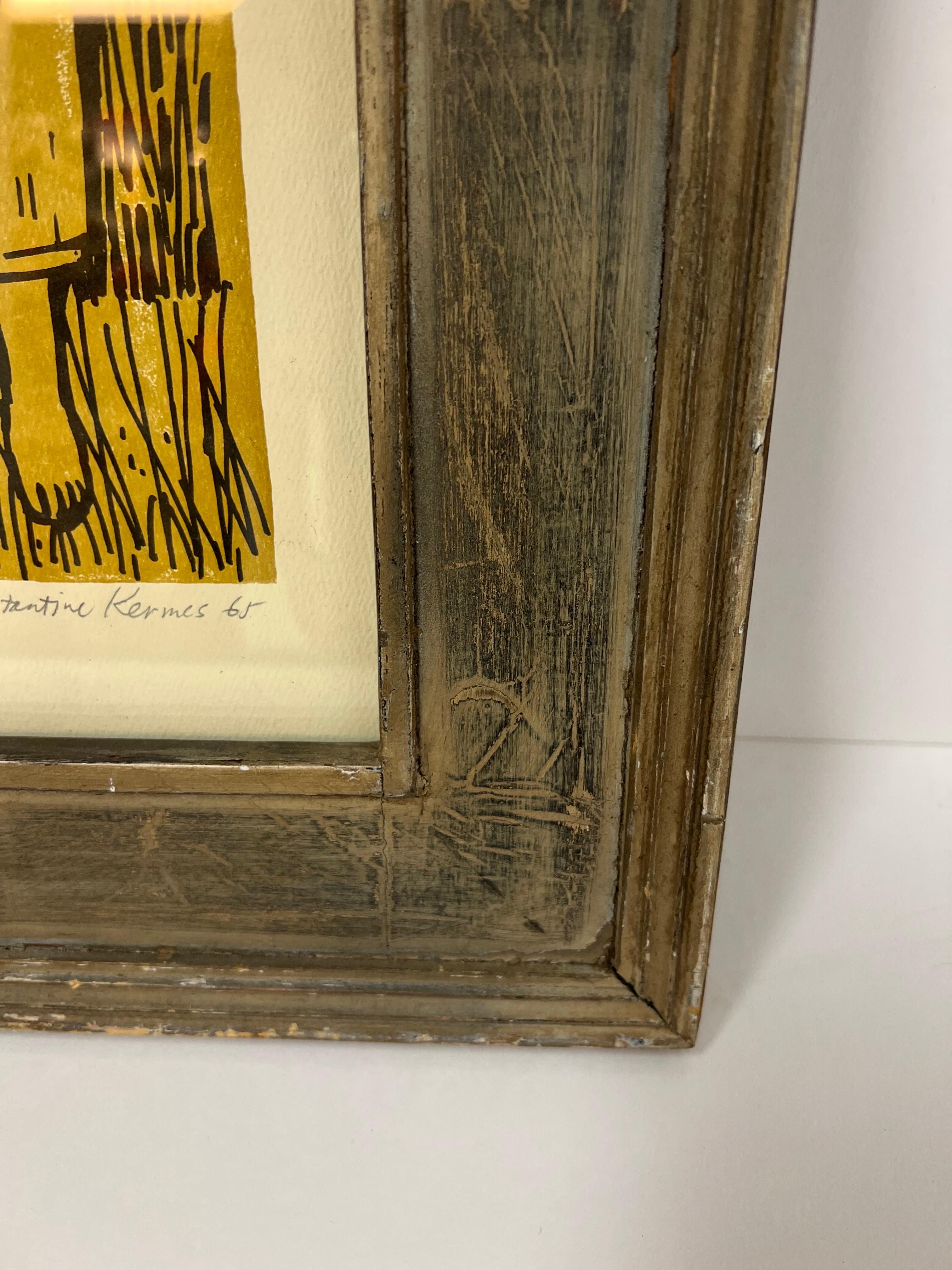 Constantin Kermes Signierter Holzschnitt eines Mädchens aus der Mitte des Jahrhunderts im Angebot 7