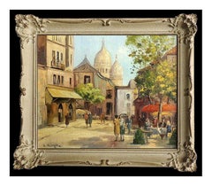 Vintage Constantin Kluge Original Oil Painting On Board French Cityscape Signed Artwork