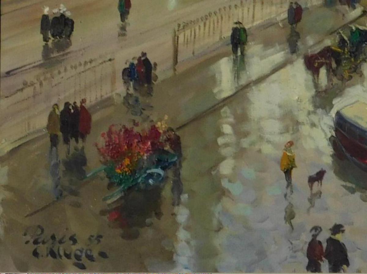 Huile sur toile de Constantine Kluge, Scène de ville de Paris, 1955 2