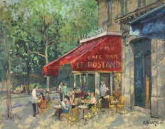 Le Rostand - Paris - Post Impressionist Figures in Cityscape by Constantin Kluge